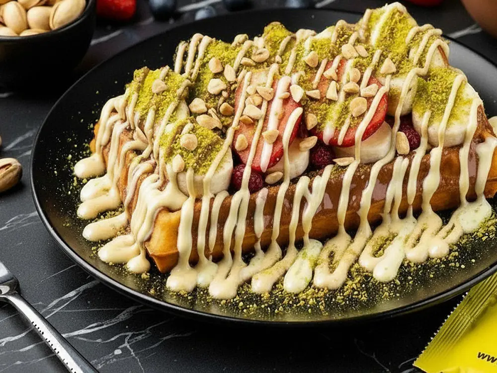 Beyaz çikolatalı waffle