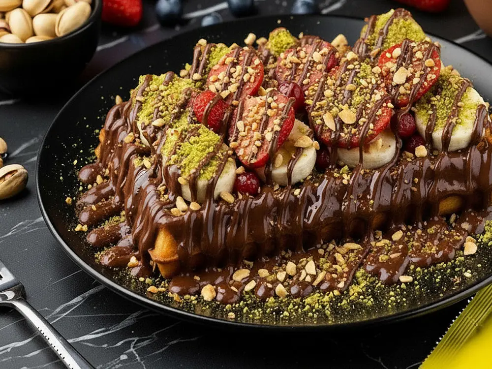 Bitter çikolatalı waffle